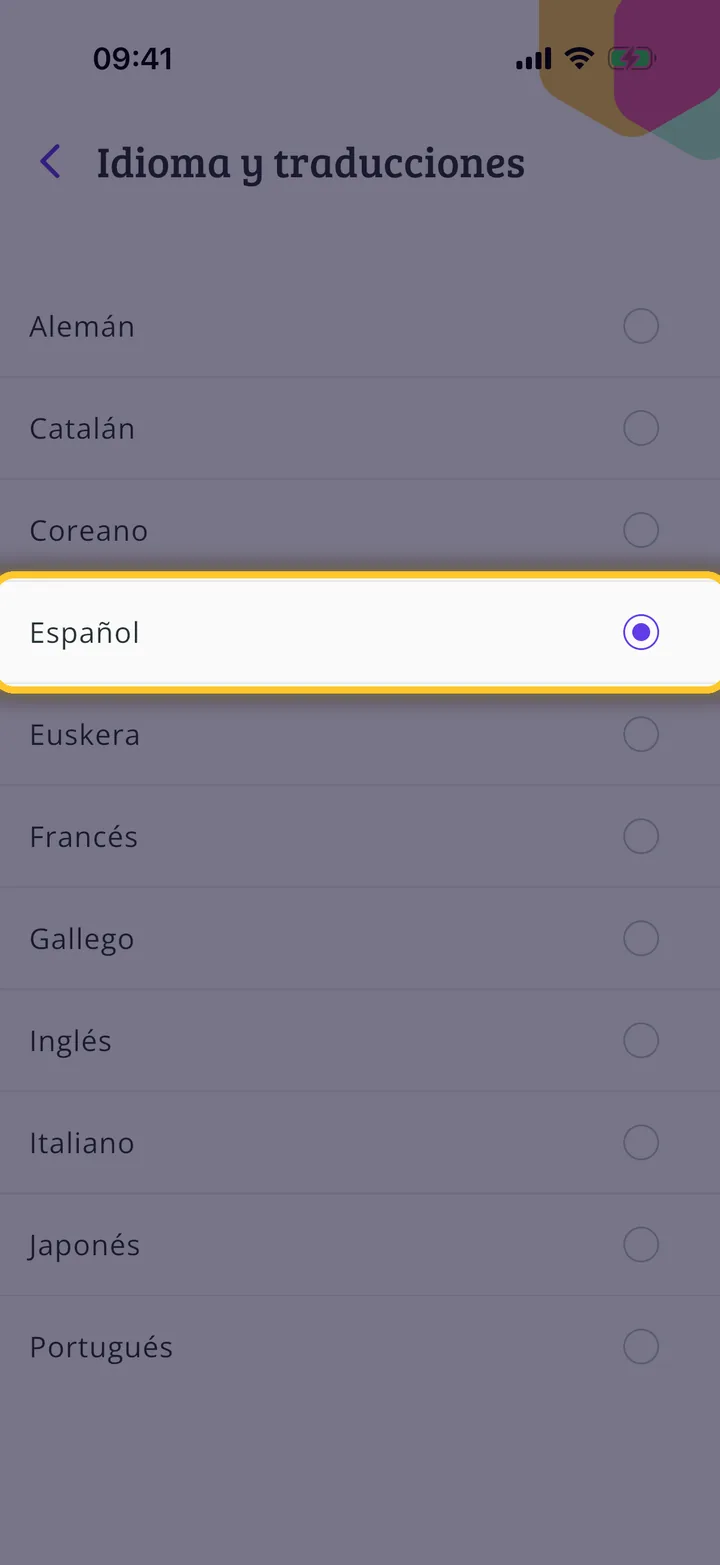 Cómo cambiar el idioma de la app