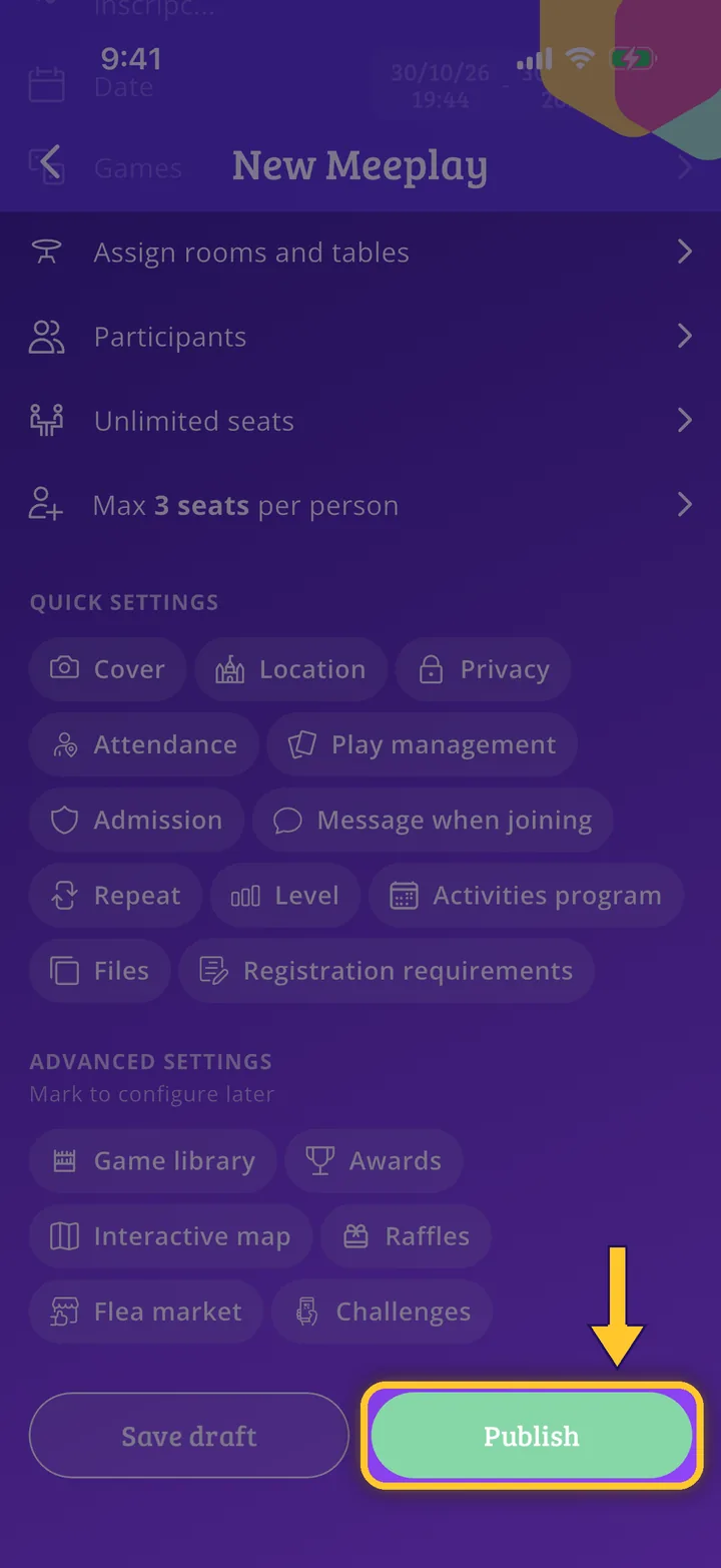 How to make a Meeplay with external registration