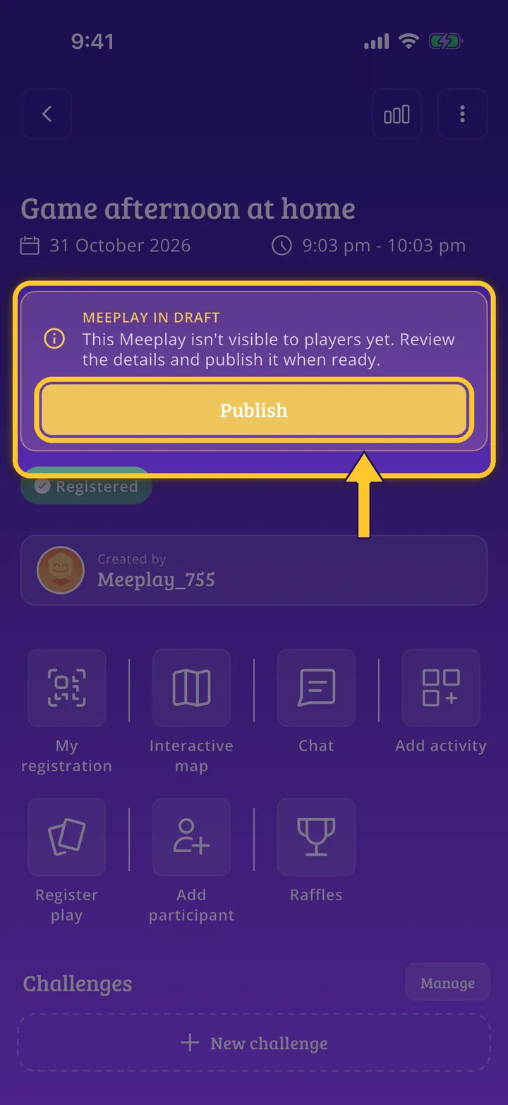 How to save a Meeplay as a draft