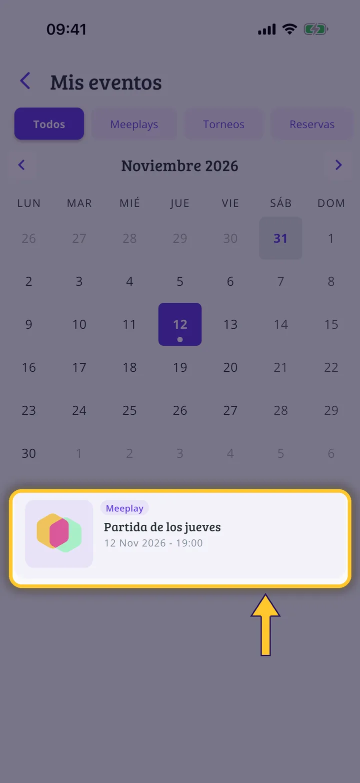 Mis eventos: tu agenda de Meeplays, torneos y reservas